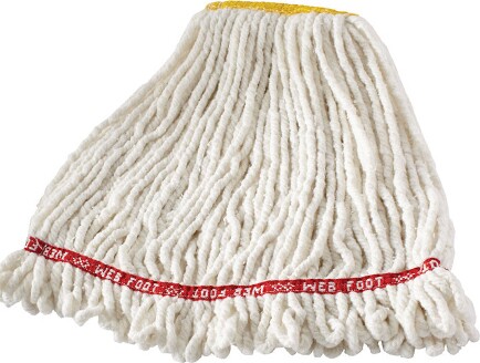 Shrinkless Web Foot, Synthetic Wet Mop, Narrow Band, Looped-End, White #RBA21106BLA Shrinkless Web Foot, Synthetic Wet Mop, Narrow Band, Looped-End, White #RBA21106BLA