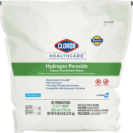CLOROX HEALTHCARE Lingettes désinfectantes avec peroxyde d'hydrogène #CL001459000 CLOROX HEALTHCARE Lingettes désinfectantes avec peroxyde d'hydrogène #CL001459000