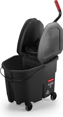 Combo seau essoreuse à pression descendante noir WaveBrake, 8,75 gal #RB186389800