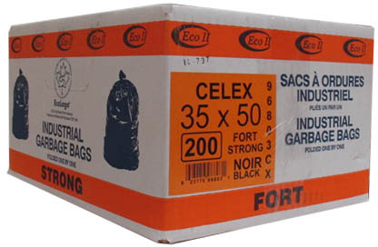 Celex Black Garbage Bags, 35 X 50 #GO0035X5000 Celex Black Garbage Bags, 35 X 50 #GO0035X5000