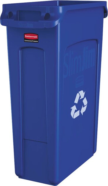 SLIM JIM Recycling Container with Venting Channels Blue 23 gal #RB354007BLE