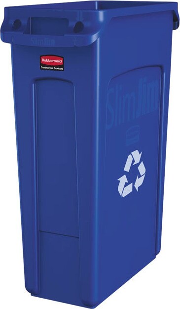 SLIM JIM Recycling Container with Venting Channels Blue 23 gal #RB354007BLE SLIM JIM Recycling Container with Venting Channels Blue 23 gal #RB354007BLE