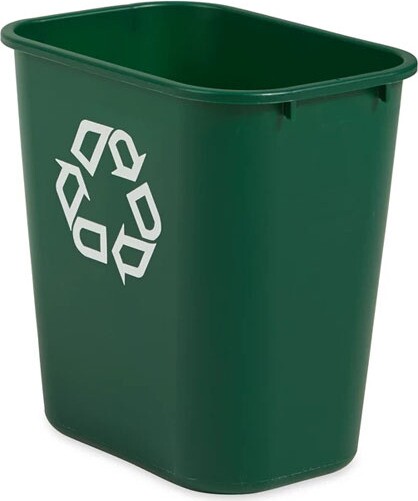 2956 Deskside Recycling Container with Logo Green 6 gal #RB295606VER