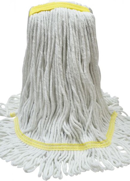 Tête de vadrouille en coton, bande étroite, bouclée, blanche #CATC1232000 Tête de vadrouille en coton, bande étroite, bouclée, blanche #CATC1232000