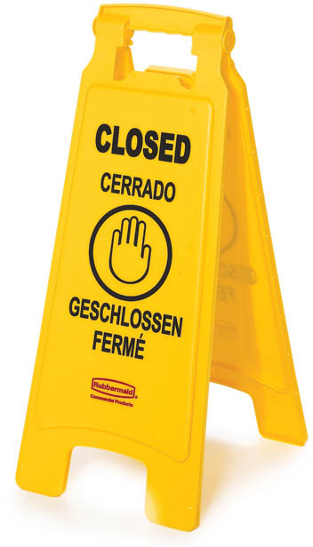 Floor Sign with Multi-Lingual "Closed" Imprint 2-sided #RB611278000