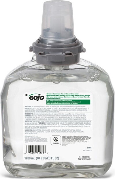 GOJO Savon nettoyant moussant écologique pour les mains #GJ005665000 GOJO Savon nettoyant moussant écologique pour les mains #GJ005665000