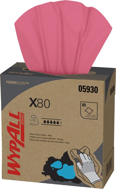 05930 Wypall X80 Chiffons de nettoyage en boîte pop-up rouge #KC005930000