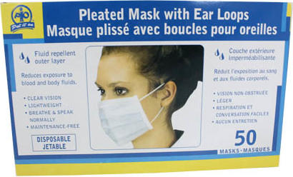 Masque facial plissé avec boucles pour oreilles #TR002015000