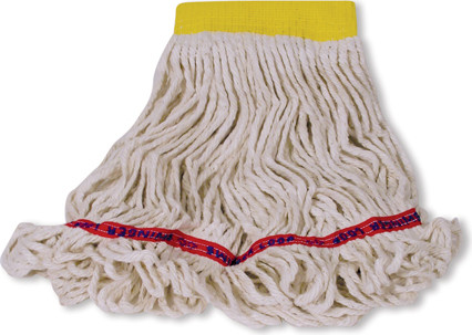 Swinger Loop Shrinkless Synthetic Mop, Wide Band, Looped-End, White #RBC25406BLA Swinger Loop Shrinkless Synthetic Mop, Wide Band, Looped-End, White #RBC25406BLA