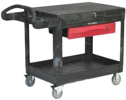 Chariot utilitaire avec tiroir et tablette verrouillable Rubbermaid 4535-88 #RB453588NOI