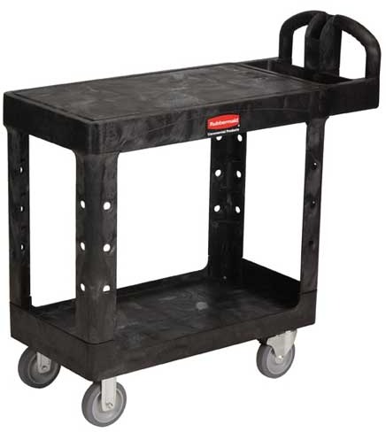 Utility Cart with 2 Flat Shelves 19" x 38" Rubbermaid 4505 #RB004505NOI