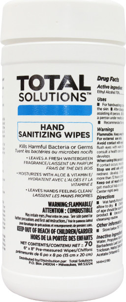 Total Solutions Hand Sanitizing Wipes #WH001448000 Total Solutions Hand Sanitizing Wipes #WH001448000
