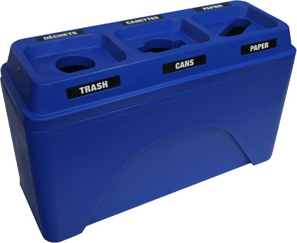 Small Recycling Station Three Section Bullseye #WH000595BLE Small Recycling Station Three Section Bullseye #WH000595BLE