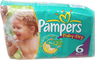 Couche taille 6 Pampers Baby Dry, 35 lb et plus #PG45220D000 Couche taille 6 Pampers Baby Dry, 35 lb et plus #PG45220D000