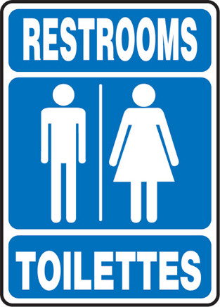 Enseigne bilingue Toilettes/ Restrooms #TQSAX661000