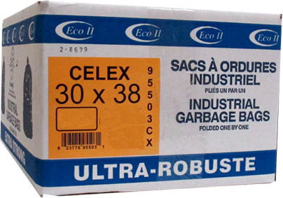 Celex Regular Black Garbage Bags, 30 X 38 #GO095035000