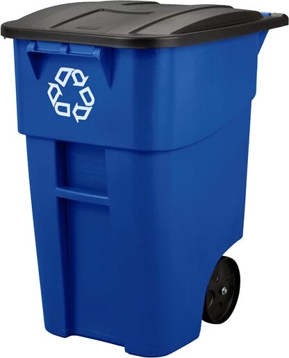 Blue Recycling Rollout Container with Lid, 50 gal #RB9W2773BLE