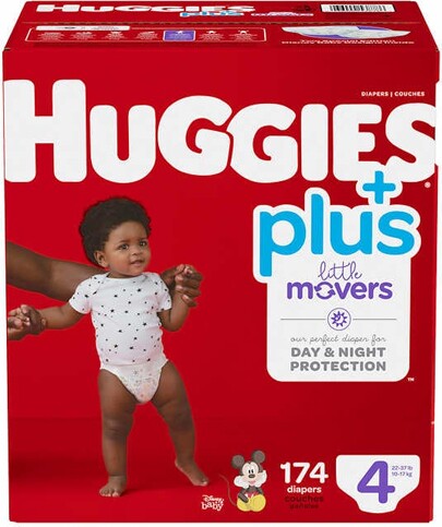 Baby Diapers, Size 4 (22-37 lbs) Little Movers #EM000955504