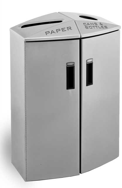 Station de recyclage à deux sections avec doublure en plastique rigide #RB348598800
