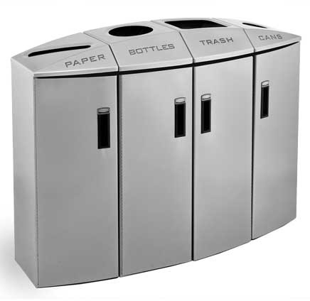 Station de recylage à quatre sections avec doublure en plastique rigide #RB348601200