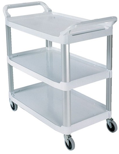 Open Sided Utility Cart, Three-Shelf, Black | Rubbermaid