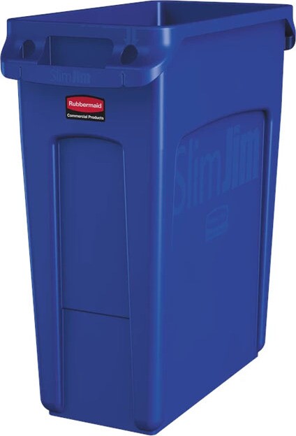 SLIM JIM Recycling Container with Venting Channels Blue 23 gal #RB195618500 SLIM JIM Recycling Container with Venting Channels Blue 23 gal #RB195618500
