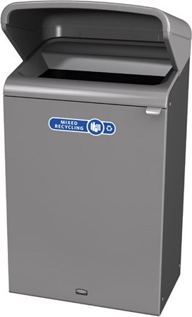 Configure Outdoor Recycling Container with Rain Hood, 33 gal #RB196172700