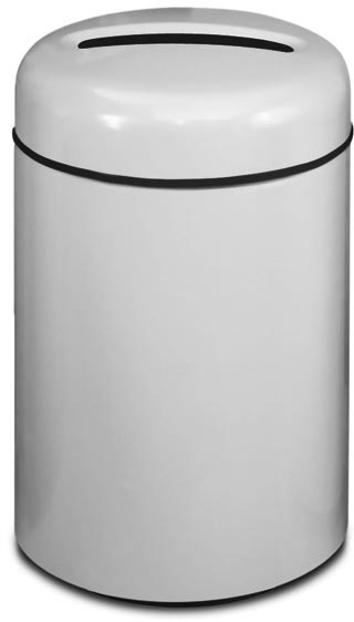 Poubelle de recyclage pour papier en fibre de verre avec couvert rond #RB001829PWG Poubelle de recyclage pour papier en fibre de verre avec couvert rond #RB001829PWG