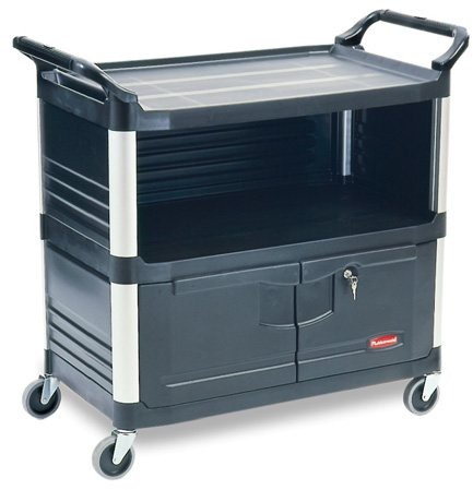 Chariot de service à 3 tablettes, 3 côtés fermés et cabinet verrouillable Rubbermaid 4095 #RB004095NOI