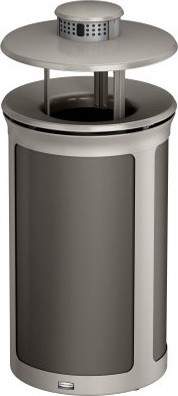 Poubelle ronde avec couvercle anti-pluie et cendrier ENHANCE, 15 gal #RB197021000 Poubelle ronde avec couvercle anti-pluie et cendrier ENHANCE, 15 gal #RB197021000