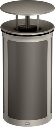 Poubelle décorative ronde avec couvercle anti-pluie ENHANCE, 33 gal #RB197026600