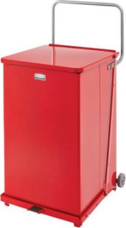 Quiet Square Step Can Defenders with Wheels, 40 gal #RBQST40WPLRD