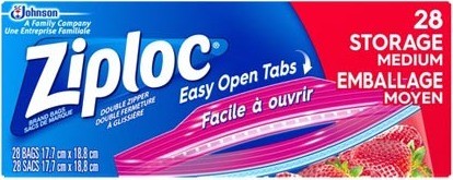 Sacs d'emballage format moyen avec onglets faciles à ouvrir Ziploc #TQ0JM312000