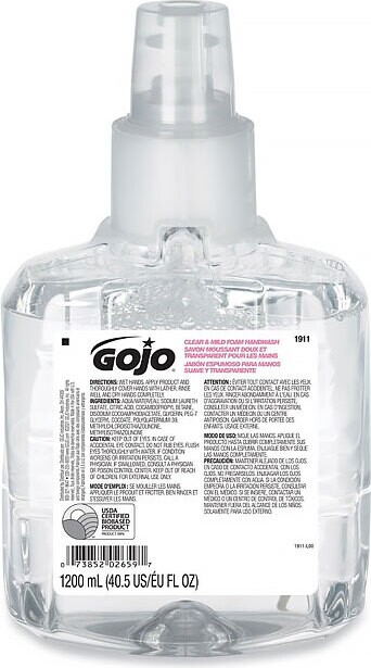 GOJO Ultra Soft Foam Soap for LTX-12 Dispenser, 1200 mL #JH191102000 GOJO Ultra Soft Foam Soap for LTX-12 Dispenser, 1200 mL #JH191102000