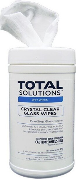 TOTAL SOLUTIONS Crystal Clear Glass Cleaning Wipes #WH001558000