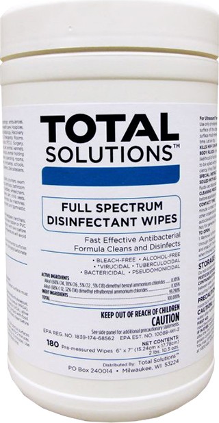 TOTAL SOLUTIONS Full Spectrum Disinfectant Wipes #WH001616000