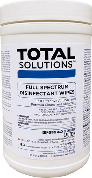 TOTAL SOLUTIONS Full Spectrum Disinfectant Wipes #WH001616000 TOTAL SOLUTIONS Full Spectrum Disinfectant Wipes #WH001616000