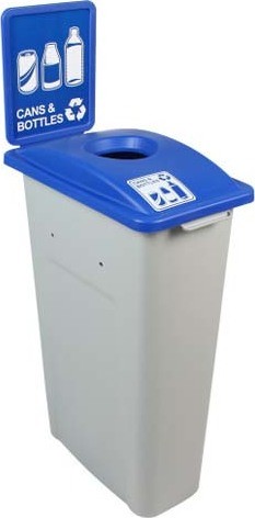 Waste Watcher Single Container for Cans & Bottle with Sign #BU100947000 Waste Watcher Single Container for Cans & Bottle with Sign #BU100947000