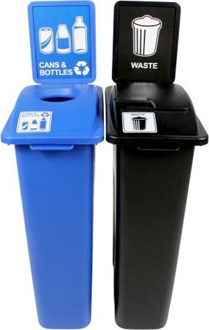 WASTE WATCHER Cans and Bottles Recycling Station with Panel 46 Gal #BU101053000 WASTE WATCHER Cans and Bottles Recycling Station with Panel 46 Gal #BU101053000