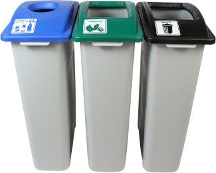 WASTE WATCHER Recycling Station for Waste, Cans and Compost 69 Gal #BU100984000