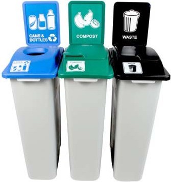 Trio Containers for Cans, Compost and Waste Waste Watcher, Lift Lid #BU100999000