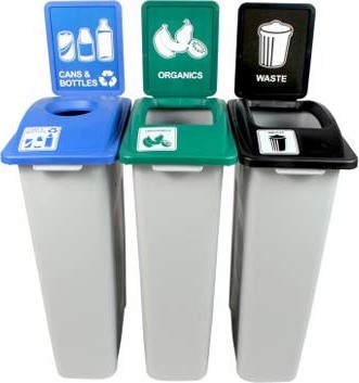 WASTE WATCHER Recycling Station for Waste, Cans and Compost 69 Gal #BU100996000
