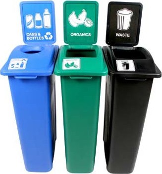 WASTE WATCHER Station with Panel for Waste, Recycling and Compost 69 Gal #BU101073000 WASTE WATCHER Station with Panel for Waste, Recycling and Compost 69 Gal #BU101073000