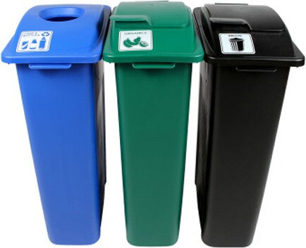 WASTE WATCHER Triple Containers for Waste, Bottles and Compost 69 Gal #BU101064000
