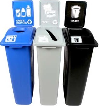 WASTE WATCHER Recycling Station for Waste, Cans and Papers 69 Gal #BU101071000