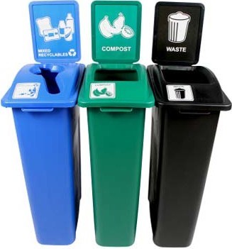 WASTE WATCHER Station with Panel for Waste, Bottles and Compost 69 Gal #BU101068000