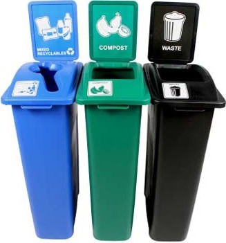 WASTE WATCHER Poubelles avec panneau déchets, bouteilles et compost 69 gal #BU101068000