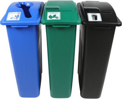 WASTE WATCHER Triple Containers Waste, Recycling and Compost 69 Gal #BU101060000 WASTE WATCHER Triple Containers Waste, Recycling and Compost 69 Gal #BU101060000