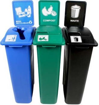 Trio contenants recyclage, compost et déchets Waste Watcher, fermé #BU101069000