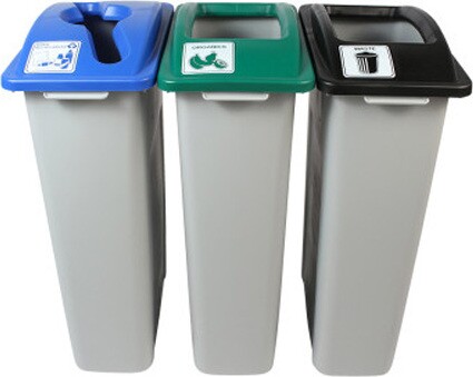 WASTE WATCHER Recycling Station Waste, Recycling and Organics 69 Gal #BU100972000